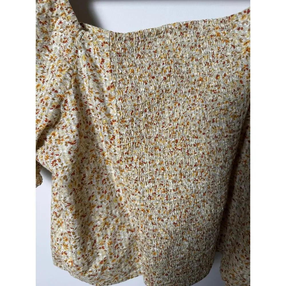 Madewell Hopewell Puff-Sleeve Crop Top in Cottage Garden size XL NWT